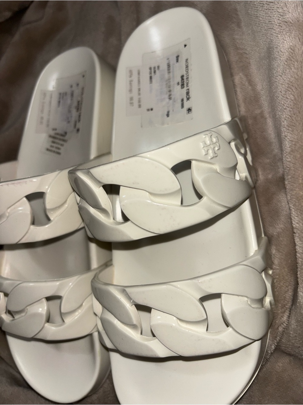 tory burch adrien jelly slide White Chain-Link Slide Sandals - Women